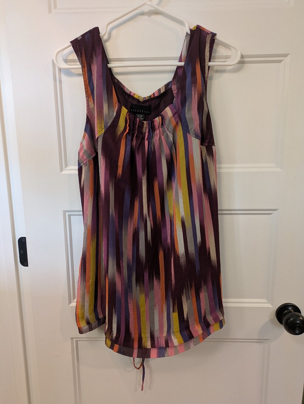 🔴 3/$15  attention Purple Multi-Stripe Sleeveless Blouse